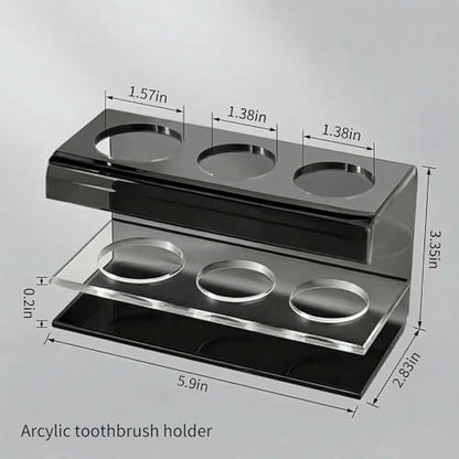 3 Slots Acrylic Electric Toothbrush Holders for Bathrooms(Black) | Tooth brush and Toothpaste Holder,Countertop use or Wall Mounted, small bathroom counter organizer,toothbrush stand - size: 3 slot