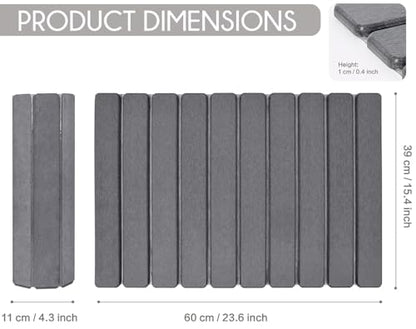 Foldable Stone Bath Mat, Absorbent Diatomaceous Earth Mats, Non-Slip 23.6 x 15.5 Inch Quick Drying Mat, Compact and Easy to Store Bath Mats for Bathroom, Easy to Clean, Grey