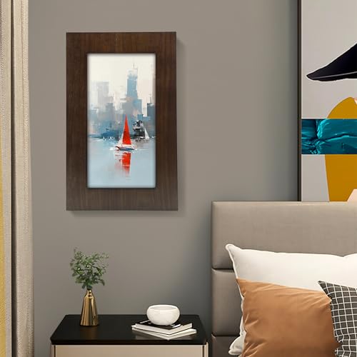 Concealed Medicine Cabinet 14×24 Recessed, Picture Frame Medicine Cabinet, Farmhouse Espresso Wood Frame, 3 Shelves, 100% Handmade, Fully Assembled Wall Niche Insert For Bathroom, Bedroom and Hallway - color: Caramel(14×24)