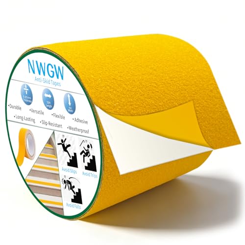 Anti Slip Tape 4" x 30FT, Dark Yellow Heavy Duty Waterproof Non-Slip Safety Traction Grip Tape for Indoor Outdoor Stairs, Steps, Ramps, Walkways and Pool - color: Dark Yellow, size: 4 IN