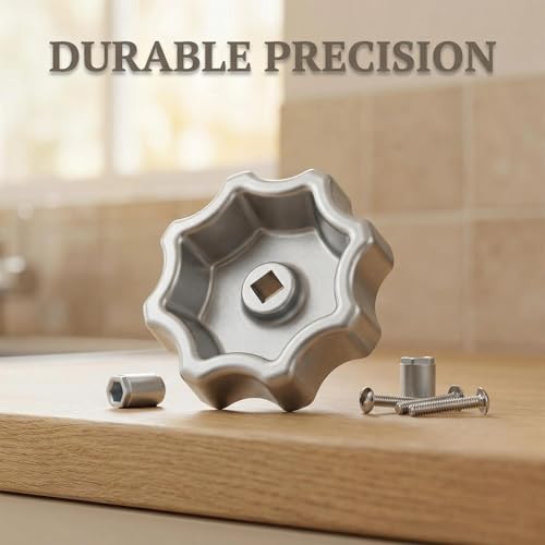 Outdoor Faucet Handle Compatible with Danco 10006, 8/12 Point Round Broach | With Adapter & Screws, Fits 0.26"/0.28"/0.31"/0.38" Square Broach, Universal Hose Bib Spigot Replacement Handle, Silver
