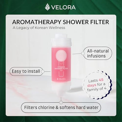 Vitamin C Shower Filter and Water Softener for Hard Water - Aromatherapy Shower Head Attachment - Universal Fit, Easy to Install - Reduces Dry Itchy Skin and Nourish Hair - Rose-Scented - style: Rose