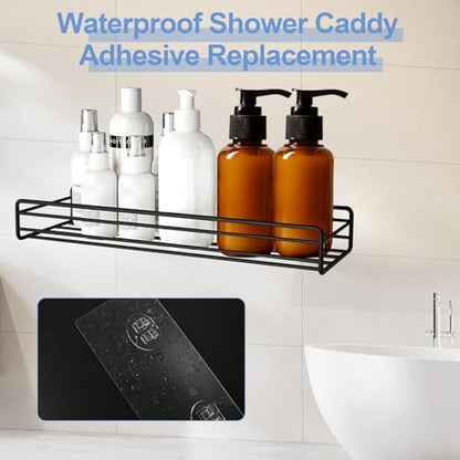 Shower Caddy Adhesive Replacement,Strong Shower Shelf Adhesive | WaterProof Showers Adhesives Strip, Adhesive Hook for Showers, No Drilling for Bathroom Storage Shelve and Kitchen Rack - color: 2pcs Transparent