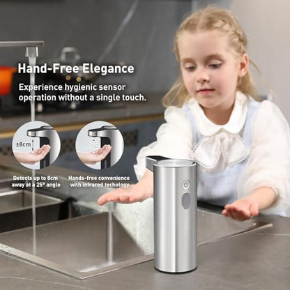 EKO Aroma Touchless Automatic Soap Dispenser for Kitchen and Bathroom, Liquid Hand Soap Dispenser, Water-Resistant and Rechargeable, 9 fl oz (Stainless) - color: Stainless Steel, size: 9 oz (Standard Rechargeable)