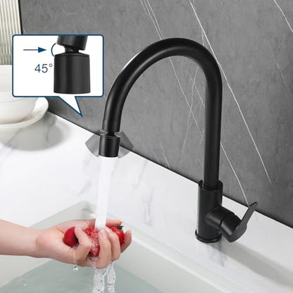 Swivel faucet aerator, 360° Swivel Kitchen Faucet Aerator, Dual-function 2-Flow Sprayer Faucet Head Replacement Kitchen Sink Faucet 55/64 inch Female Thread Faucet Extender (Matte Black-1) - color: Matte Black-1