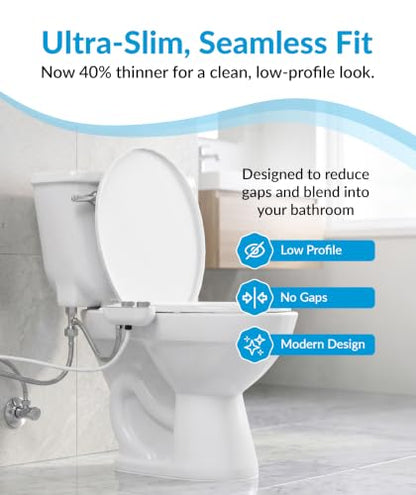 CLEAR REAR Bidet Attachment for Toilet Seat - Non-Electric with Self Cleaning Dual Nozzles, Leak Proof Connectors, Adjustable Water Spray, Rear & Feminine Wash - Hygienic Bathroom Upgrades (Warm/Cold) - color: E. White