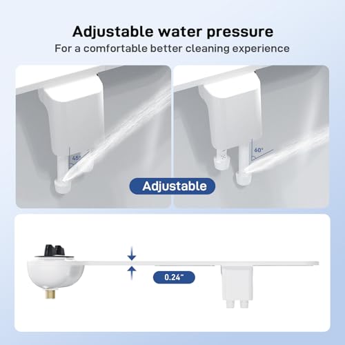 Toilet Bidet Attachment, Non-Electric Dual Nozzle (Feminine/Bidet Wash), Self-Cleaning Fresh Cold Water Sprayer Bidets for Toilets with Adjustable Water Pressure (Dual Knob, Black) - color: Dual Knob, Black