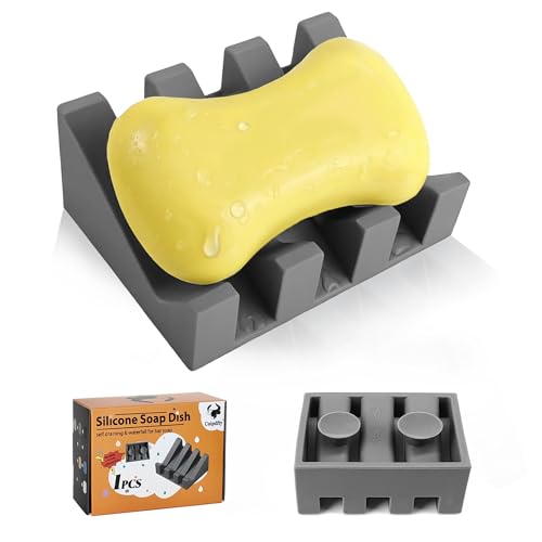 Soap Dish Holder for Shower with Suction Cup, Silicone Soap Holder & Saver Self-Draining Bar Soap Dish Keeps Soap Dry for Bathroom, Kitchen, Bathtub, Extends Soap Life (Grey-1Pack) - color: Grey - 1 Pack