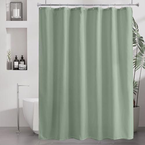 Sage Green Shower Liner Cloth Waterproof, Soft Sage Green Shower Curtain Liner Fabric with Weighted Stones, Washable Shower Curtain and Liner 2-in-1, 12 Grommet Holes, 72 x 72 Inches - color: Sage Green, size: 72"W x 72"L (Pack of 1)