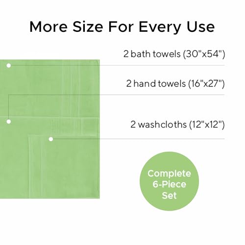 Veteran Textile LLC, Luxury Hotel & Spa, Turkish Cotton Dark Green Towels Bathroom Sets | 6 Pieces Fairfield Green Bath Towels | Soft and Absorbent Green Towel Set for Your Bathroom - color: Sage Green