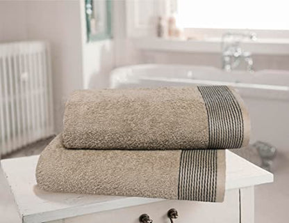 BELIZZI HOME 2 Pack Oversized Cotton Bath Towels, Tan, 28x55 inches - color: Tan