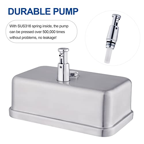 Commercial Soap Dispenser Wall Mount Stainless Steel, Horizontal | Rust-Proof Lining and Anti-Leak Pump Liquid Hand 1100ml / 37oz. - size: Horizontal