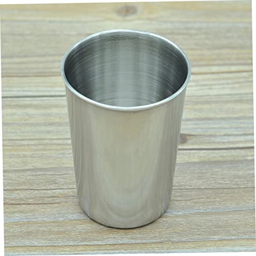 Luxshiny 2pcs Stainless Steel Toothbrush Tumbler Cup Set 180ml Bathroom Rinsing Cups for Home Use Sturdy Silver Water Tumblers for Mouthwash and Beverages