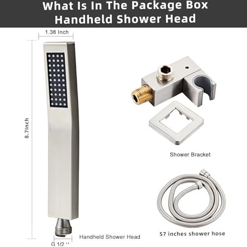 Handheld Shower Head，High Pressure Brushed Nickel Shower Head,Water Saving Detachable Shower Wand with Solid Brass Body and 5 ft Flexible Hose, Easy to Clean and Durable - color: Brushed Nickel