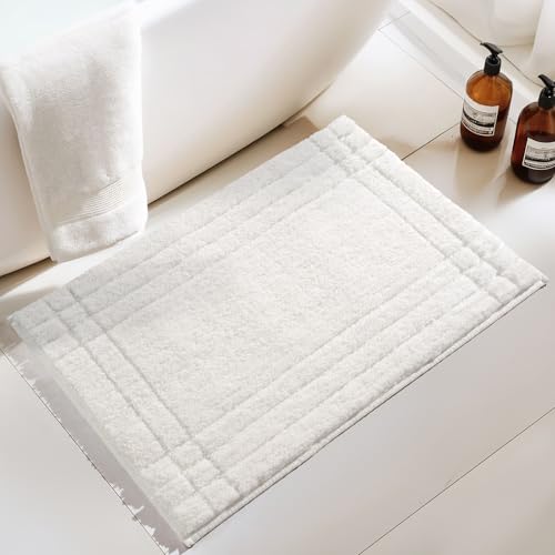 Gray Bathroom Rugs, Small Bath Mats for Bathroom Non-Slip | Soft Plush Shaggy Bath Mat, Small Mats for Bathroom/Tub/Shower, Machine Washable, 18x24" - color: White, size: 1'6" x 2' (Rectangular)