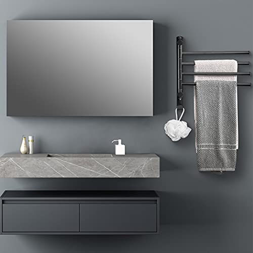 Brass Swing Out Towel Bar Holder Wall-Mounted/Black Swivel Towel Rack Hanger Organizer for Bathroom, 4-Bar Towel Bar Folding Arm Swivel Hanger Bathroom Storage A - color: A