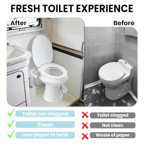 RV Bidet Toilet Seat Attachment, Support for SEAFLO, RV Bidet for Camper Toilet with Dual Nozzles, Self/Rear/Front Cleaning, Non-Electric, Adjustable Water Pressure, Fresh Water - color: Chrome Knob