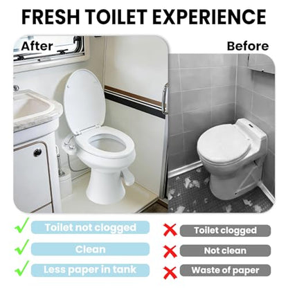 RV Bidet Toilet Seat Attachment, Support for SEAFLO, RV Bidet for Camper Toilet with Dual Nozzles, Self/Rear/Front Cleaning, Non-Electric, Adjustable Water Pressure, Fresh Water - color: Chrome Knob