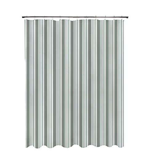 Kenney KN61286 Medium Weight 5 Gauge Decorative Printed Waterproof PEVA Shower Curtain Liner with Durable Eyelet Hang Holes for Bathroom, 70" W x 72" H, Simple Stripe Green Sage White Pattern - color: Simple Stripe, size: 70"W x 72"L (Pack of 1)