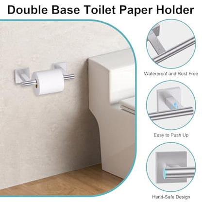 10 Pieces Brushed Nickel Towel Bar Set, Double Dase Toilet Paper Holder Bathroom Hardware Set, 23.6 Inch Stainless Steel Towel Rack for Bathroom Wall Mounted - color: Brushed Nickel, size: 10pieces B