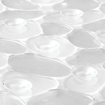 iDesign Pebblz Suction Non-Slip Bath Mat, Clear, 13.75" x 26.5" | For Shower, Bathtub and Stall - color: Clear