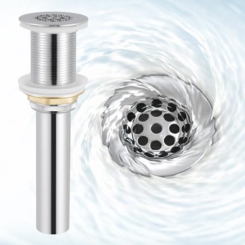 KES Bathroom Sink Grid Drain Without Overflow, Faster Drainage, Chrome | Anti-Clog Grid, Polished Chrome Vanity & Vessel Drain Strainer, Solid Stainless Steel & Brass, S2021D-CH - color: Polished Chrome