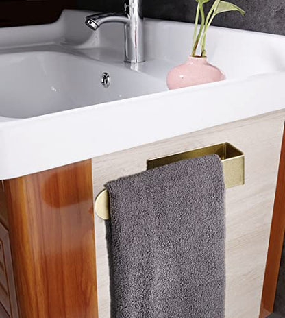 szhdxsy 2pcs Towel Holder SUS 304 Stainless Steel Towel Rod, Self Adhesive Towel Holder Towel Rod Towel Rack for Bathroom,Kitchen (Golden) - color: Golden, size: 8.6