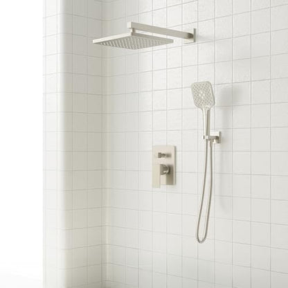 Gabrylly Shower System, Wall Mounted Shower Faucets Sets Complete for Bathroom with High Pressure 10" Rain Shower head and 3-Setting Handheld Shower Head Set, 2 Way Shower Valve Kit, Brushed Nickel - color: brushed nickel 02