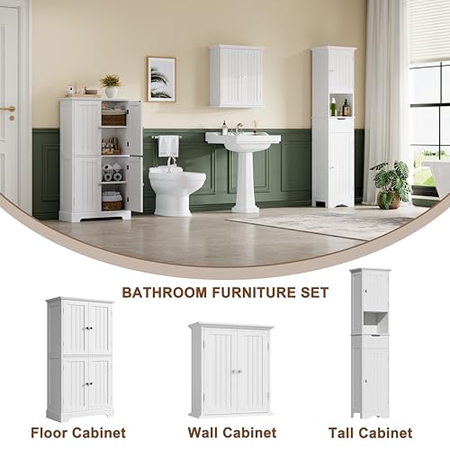 ChooChoo Bathroom Wall Cabinet with 2 Doors, Over The Toilet | 8.8"D x 21.1"W x 24"H, Medicine Cabinet, Adjustable Shelves, Cupboard, White - color: White, size: 8.8"D x 21.1"W x 24"H
