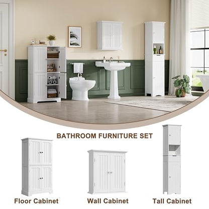 ChooChoo Bathroom Wall Cabinet with 2 Doors, Over The Toilet | 8.8"D x 21.1"W x 24"H, Medicine Cabinet, Adjustable Shelves, Cupboard, White - color: White, size: 8.8"D x 21.1"W x 24"H