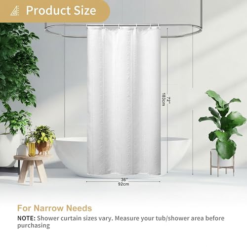 Stall Shower Curtain 36x72 White Shower Curtain Boho Waffle Shower Curtains Stall Size Fabric Shower Curtains for Bathroom - color: White, size: 72"W x 36"L (Pack of 1)