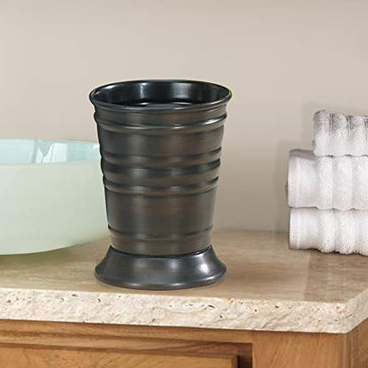 nu steel Bogart Metal Tumbler, Makeup Brush Holder and Toothbrush Cup for Bathroom, Countertop, Desk, Dorm, College, and Vanity-Oil Rubbed Bronze, 3.5 x 3.5 x 4.5