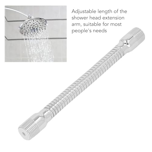 8.07in Flexible Shower Arm with Flange, Stainless Steel Flexible Shower Head Extension, Adjustable Length Swiveling Shower Arm for Hotels, Gyms, Home Bathrooms