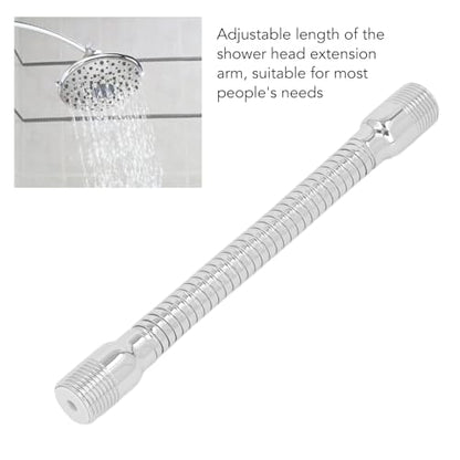 8.07in Flexible Shower Arm with Flange, Stainless Steel Flexible Shower Head Extension, Adjustable Length Swiveling Shower Arm for Hotels, Gyms, Home Bathrooms