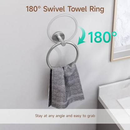Brushed Nickel Towel Ring | Hand Towel Holder for Bathroom Wall Mounted, Durable 304 Stainless Steel, Modern Style - color: Brushed Nickel