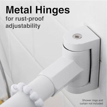 JS Jackson Supplies Single Curved Shower Rod, Metal Construction, Adjustable Between 36 to 61 Inches, Aluminum Rods and Zinc Mounting Hardware, Quality Modern Bathware, White Finish - color: White