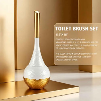Premium Toilet Brush and Holder Set, Sturdy Non-Slip Handle with Durable Firm Bristles, ABS Rust-Resistant Holder, Compact 5.5" x 15" for Deep Bathroom Cleaning