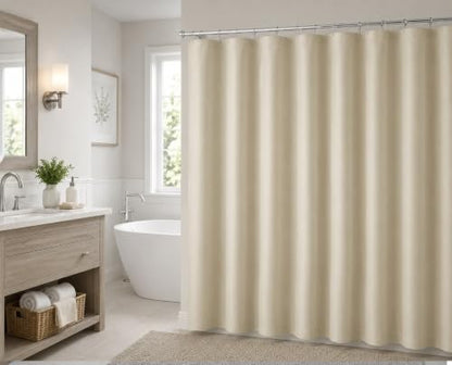 BH Home Shower Curtain Polyester Fabric Water Resistant Shower Curtain or Liner. Hotel Collection Quality. (Beige) - color: Beige