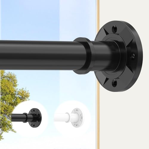 Outdoor Curtain Rod 31-144 inch Adjustable Long Spring Black ShowerTension Curtain Rod Extra Long Outdoor Rods for Patio Bathroom Windows No Drilling, No Rust - color: Black, size: 31-144"