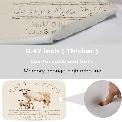 Bathroom Mat Set Farmhouse Abstract Cow Rustic Bathroom Rugs Sets 3 Piece Aesthetic Animal Cattle Feed, Memory Foam Bath Rugs, U-Shaped Toilet Rug Non Slip Absorbent Beige - color: Color10