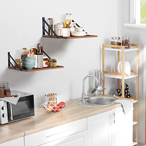 Tectocker-DOU 2 Pc Deep Floating Wall Shelves, Heavy Duty, 16x12, Brown | Easy Install, All Hardware Included. Holds 40 Lbs. Easy-Clean. For Living Room, Kitchen, Bathroom, Bedroom, Office. - color: Brown, size: 16W×12D