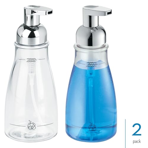 iDesign Refillable Foaming Dispenser for Kitchen or Bathroom Vanity-Set of 2-Clear/Chrome soap Pump - color: Clear/Chrome, style: Pack of 2