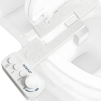 Jamini Ultra-Slim Detachable Bidet Attachment for Toilet – Non-Electric Cold Water, Self-Retraction Dual Nozzles, Step-less Pressure Dial, Dedicated Cleaning Mode, CA65 Certified - style: Signature Dial – Top