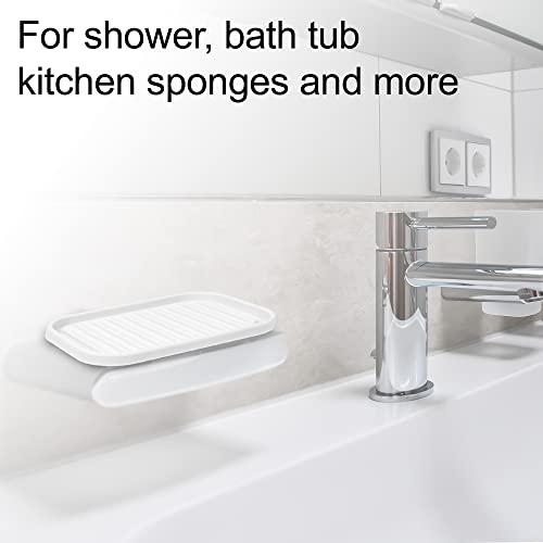 VOCOSTE Silicone Soap Dish, White, 13.5x9cm | Soap Cleaning Storage, Keep Soap Dry, For Home Bathroom Kitchen - color: White