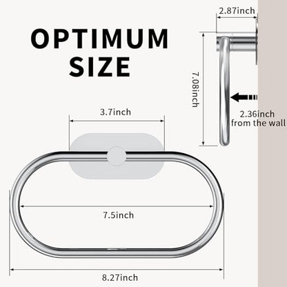 Adhesive Towel Holder for Bathroom Polished Chrome No Drill Hand Towel Ring Stainless Steel and Zinc Alloy Self Adhesive Towel Hanger for Bath, Kitchen - color: Polished Chrome