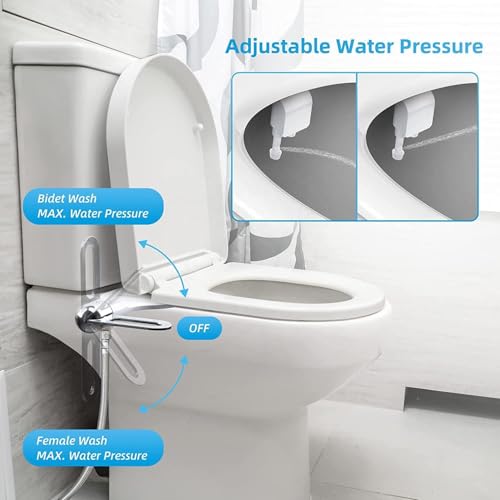 Bidet Attachment for Toilet, Non Electric Bidet Toilet Seat Attachment with Dual Nozzle, Adjustable for Sanitary and Feminine Wash,16.93x4.72 Inch