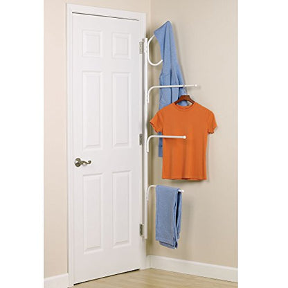 Household Essentials Hinge-It Clutterbuster Valet Family Towel Bar, White - color: White