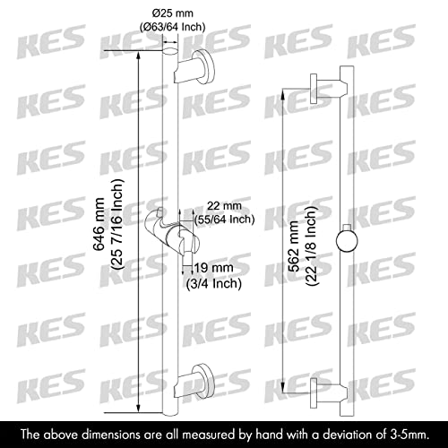 KES Shower Slide Bar for Bathroom with Adjustable Handheld Shower Holder Wall Mount SUS 304 Stainless Steel Matte Black, F204-BK