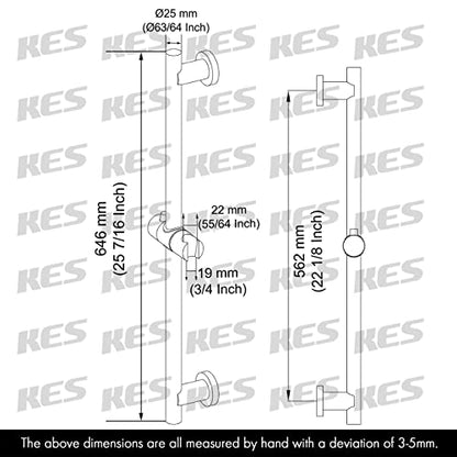 KES Shower Slide Bar for Bathroom with Adjustable Handheld Shower Holder Wall Mount SUS 304 Stainless Steel Matte Black, F204-BK