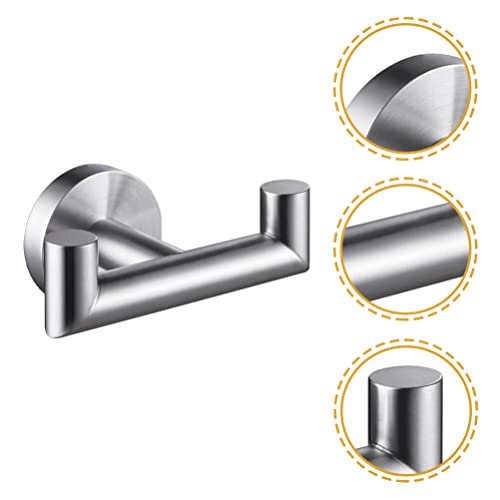 iplusmile Heavy Duty Stainless Steel Double Towel Hook Wall-Mounted Robe Hanger for Bathroom and -Saving Design and Towel Holder